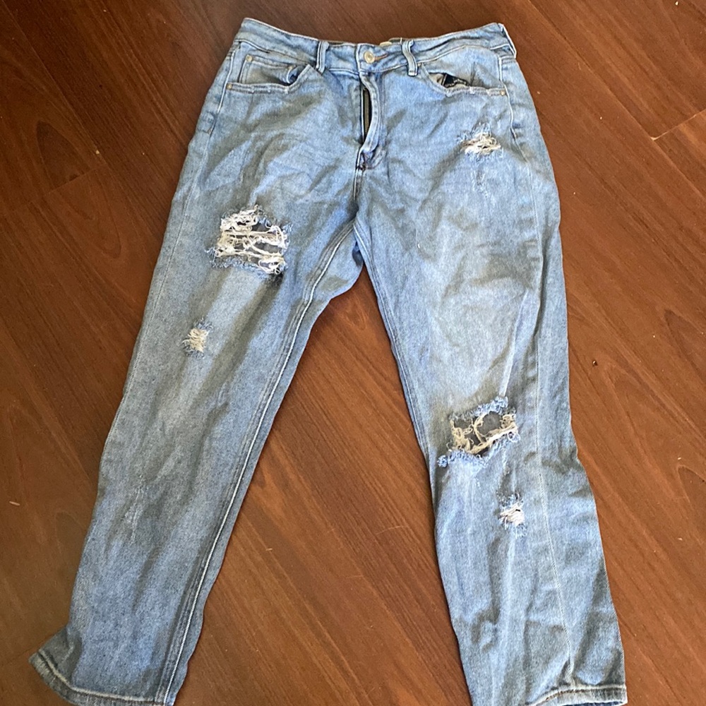 Blue cut denim jeans